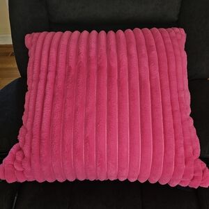 RACHEL Rachel Roy Vibrant Hot Pink Oversized Overstuffed Faux Fur Ribbed Pillow